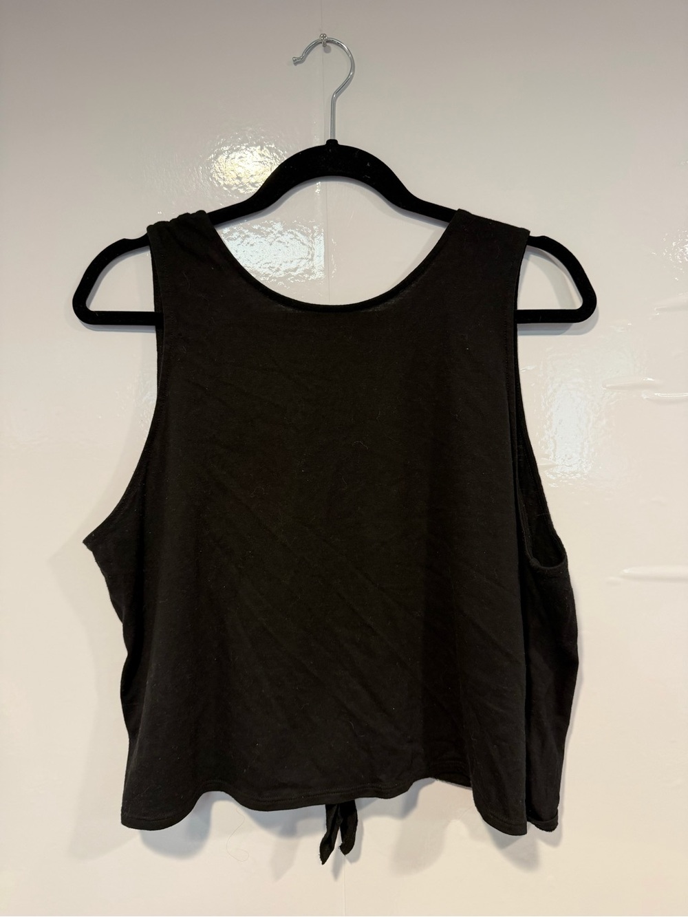 Black Tie-Hem Backless Sleeveless Tank Top Double Zero
